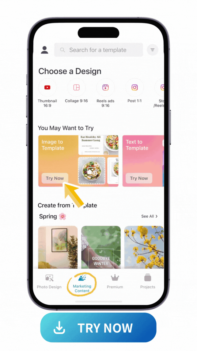 examples of Promeo's image to template feature to create Instagram ads